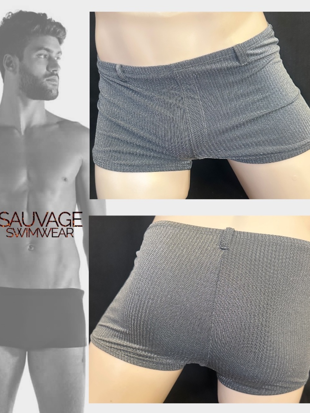 Sauvage Square Cut Swimsuit Large 32-38" waist Gently worn 80% nylon/20% lycra